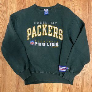 Vintage Green Bay Packers Crew Neck Pullover Sweatshirt by Champion XL